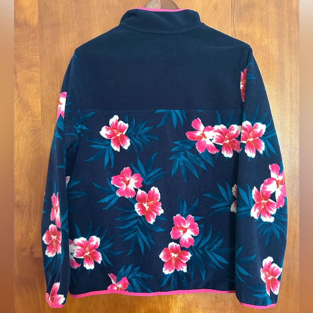 LANDS’ END HERITAGE QUARTER 1/4 SNAP FLEECE PULLOVER, GUC, Hibiscus, Size Med - Picture 4 of 4